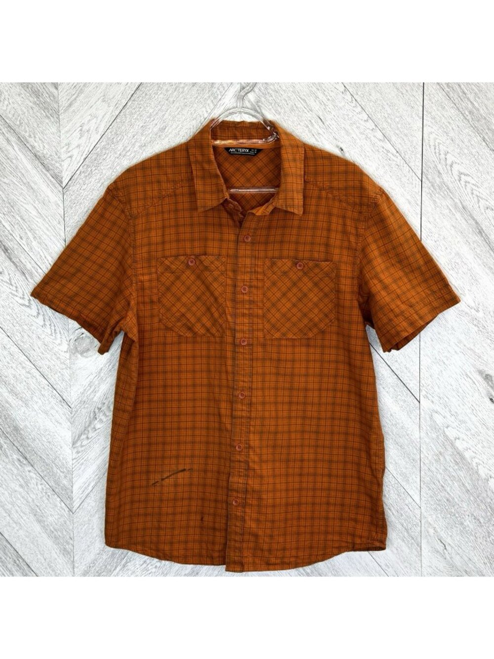 ARCTERYX Tranzat Shirt Mens M Cotton Wool Blend Plaid Gorpcore Outdoor Hiking